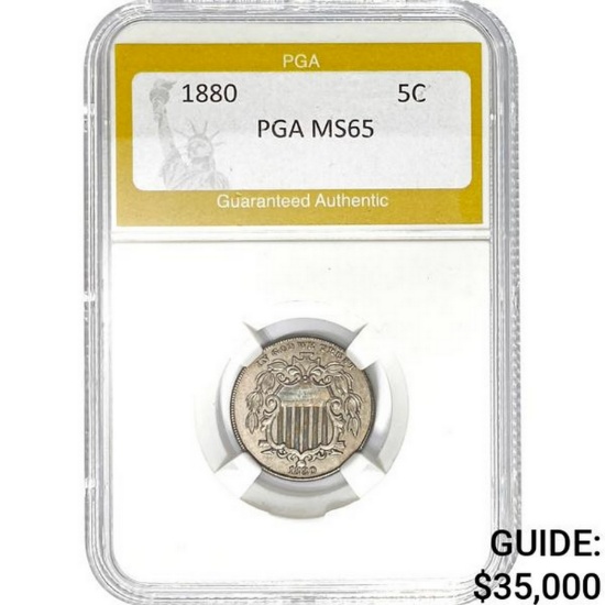 1880 Shield Nickel PGA MS65