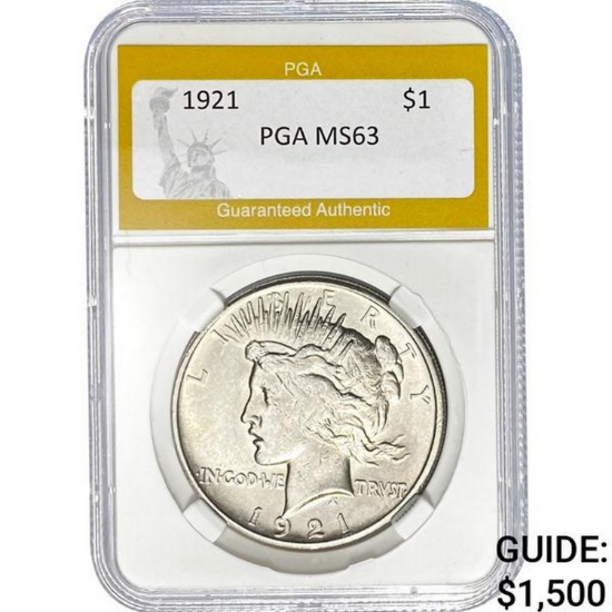 1921 $1 Peace Dollar PGA MS63