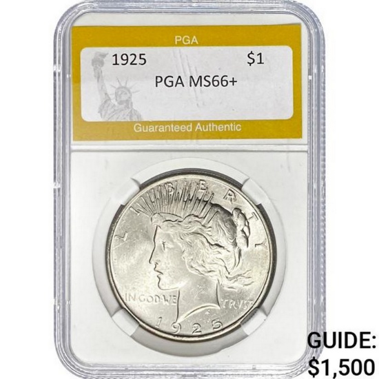 1925 $1 Peace Dollar PGA MS66+