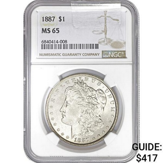 1887 $1 NGC MS65