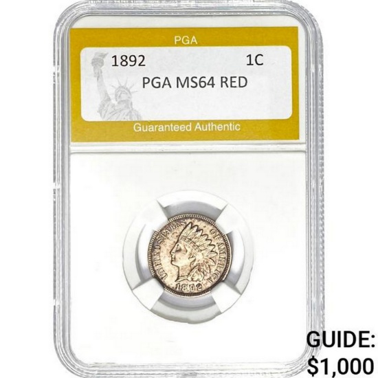 1892 1C PGA MS64 RED