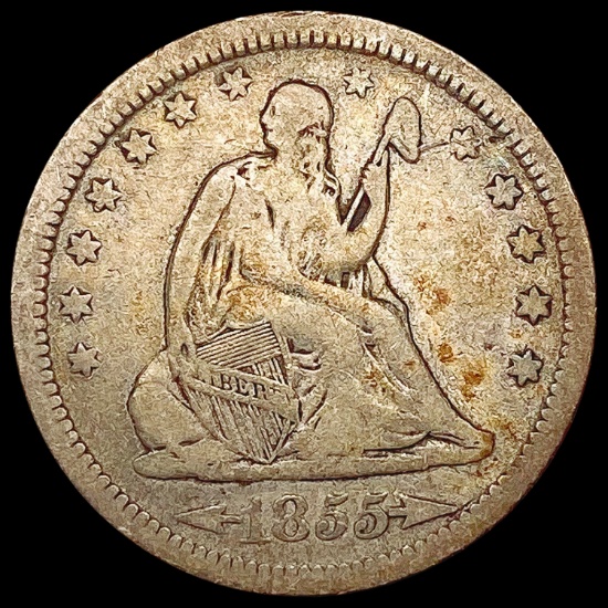 1855 Arrows Seated Liberty Quarter NICELY CIRCULATED