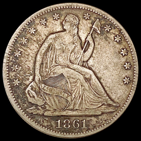 1861 Seated Liberty Half Dollar ABOUT UNCIRCULATED