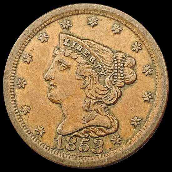 1853 Braided Hair Half Cent NEARLY UNCIRCULATED