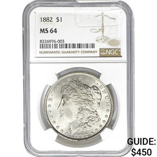 1882 $1 NGC MS64
