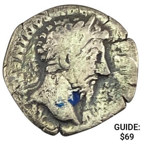 Roman Commodus 177-192 AD Silver Denarius ABOUT UNCIRCULATED