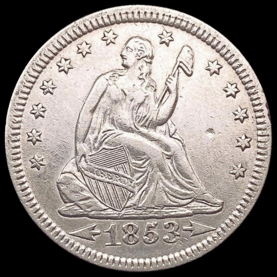 1853 Arrows Seated Liberty Quarter NEARLY UNCIRCUL
