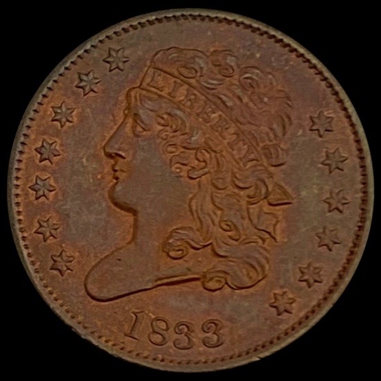 1833 Classic Head Half Cent CHOICE BU CHOICE BU