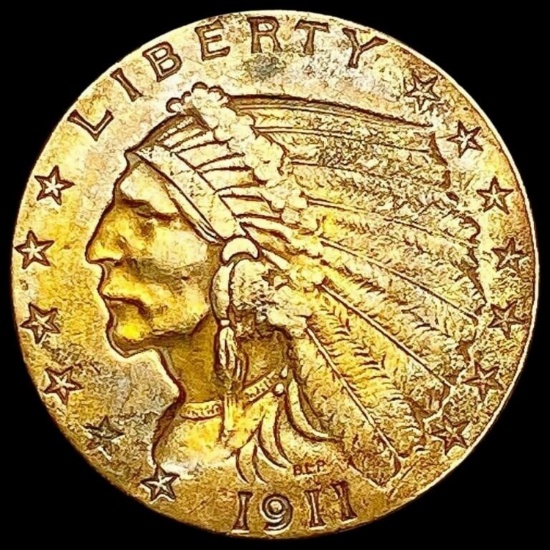 1911-D $2.50 Gold Quarter Eagle CLOSELY UNCIRCULATED