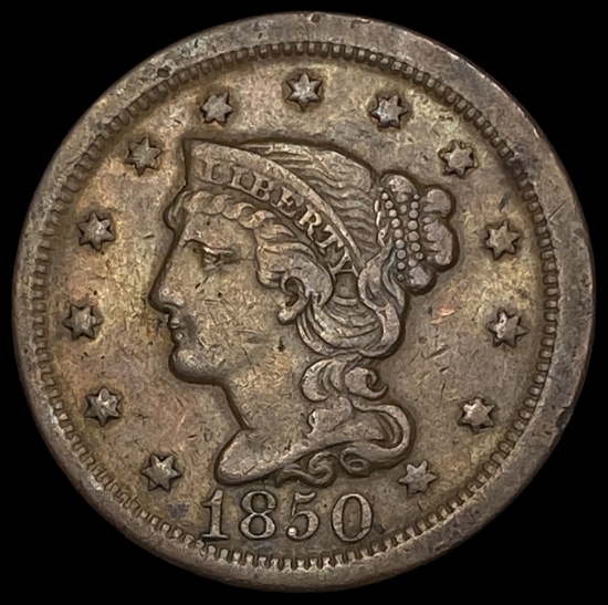 1850 Braided Hair Large Cent NEARLY UNCIRCULATED