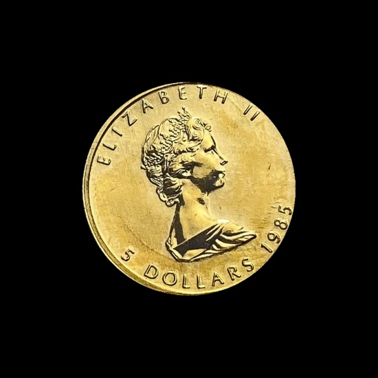 1985 1/10 oz Gold Canadian Maple Leaf $5 SUPERB GEM BU