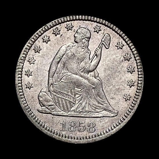 1858 Seated Liberty Silver Quarter CHOICE AU