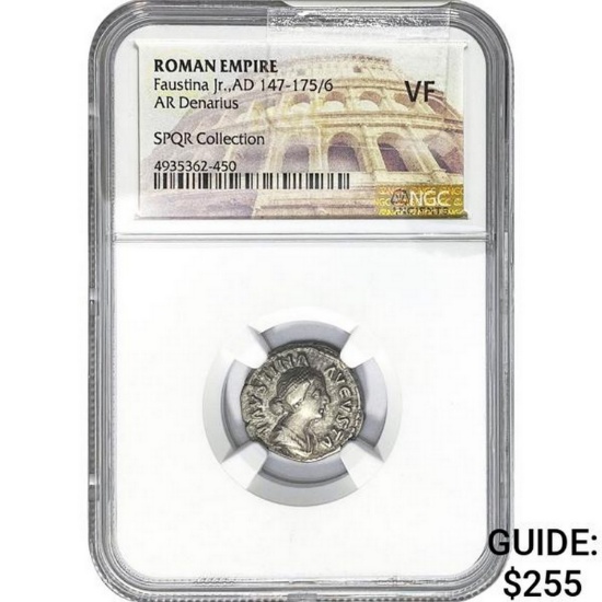 Roman Faustina Jr. AD 147-175/6 Silver Denarius