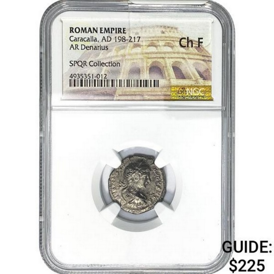 Roman Caracalla, AD 198-217 Silver Denarius NGC