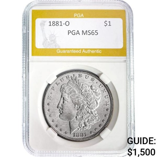 1881-O Morgan Silver Dollar PGA MS65