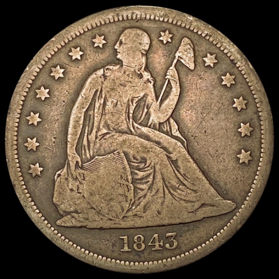 1843 Seated Liberty Dollar NICELY CIRCULATED