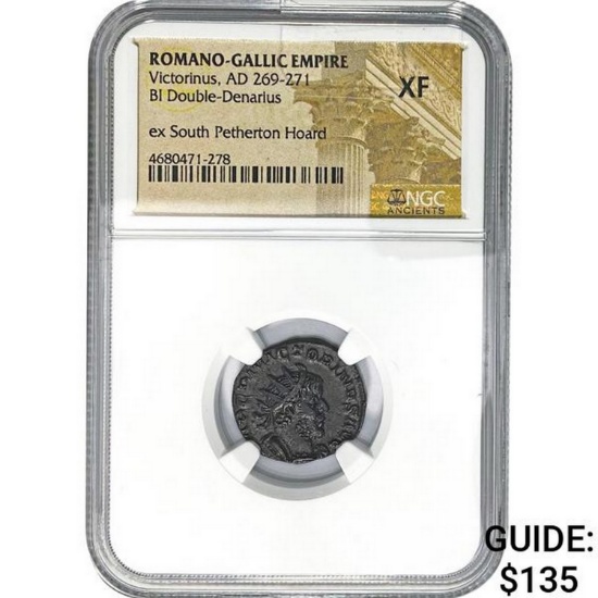 Romano-Gallic AD 269-271 BI Dbl Denarius NGC XF
