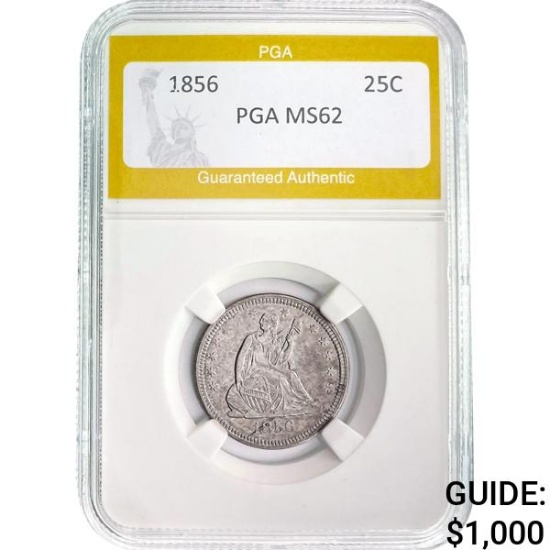 1856 Seated Liberty Quarter PGA MS62