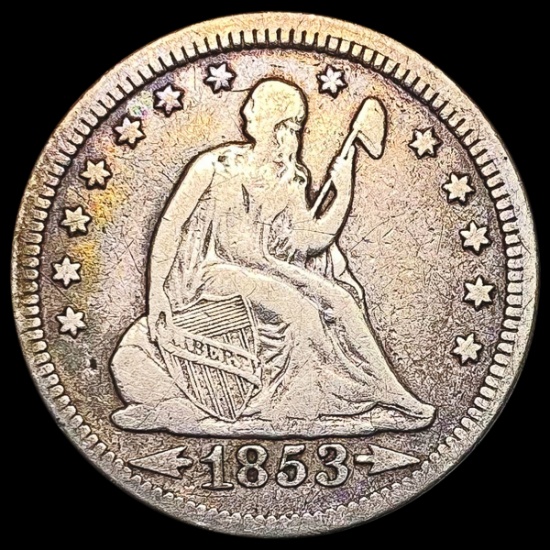 1853 Arrows Rays Seated Liberty Quarter NEARLY UNCIRCULATED
