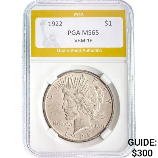 1922 Peace Dollar PGA MS65