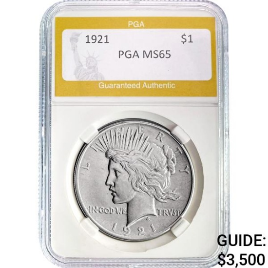 1921 Peace Dollar PGA MS65