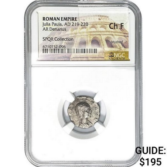 Roman Julia Paula, AD 219-220 Silver Denarius NGC