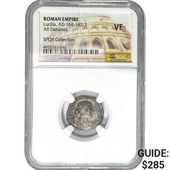 Roman Lucilla, AD 164-182/3 Silver Denarius NGC