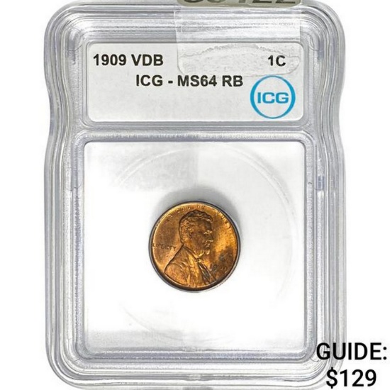 1909 VDB Lincoln Cent ICG MS64 RB