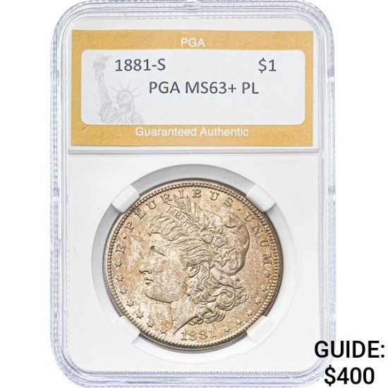 1881-S Morgan Dollar PGA MS63+ PL