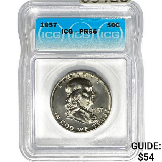 1957 Franklin Half Dollar ICG PR66
