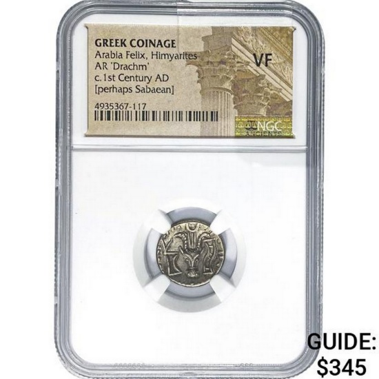 Greek Arabia Felix, Himyarites Silver Drachm NGC