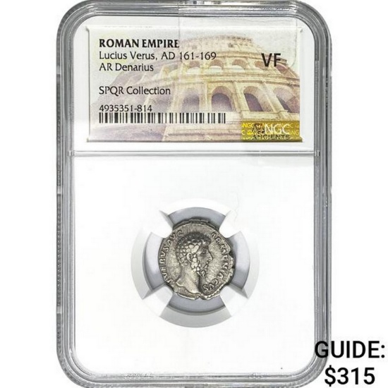 Roman Lucius Verus, AD 161-169 Silver Denarius