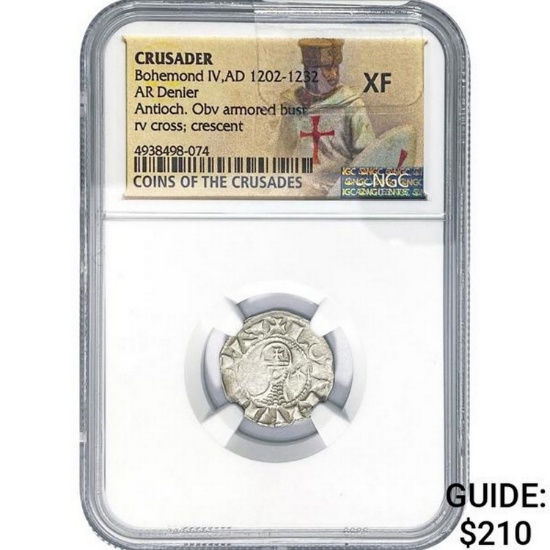 Crusader Bohemond IV, AD 1202-1232 Silver Denier