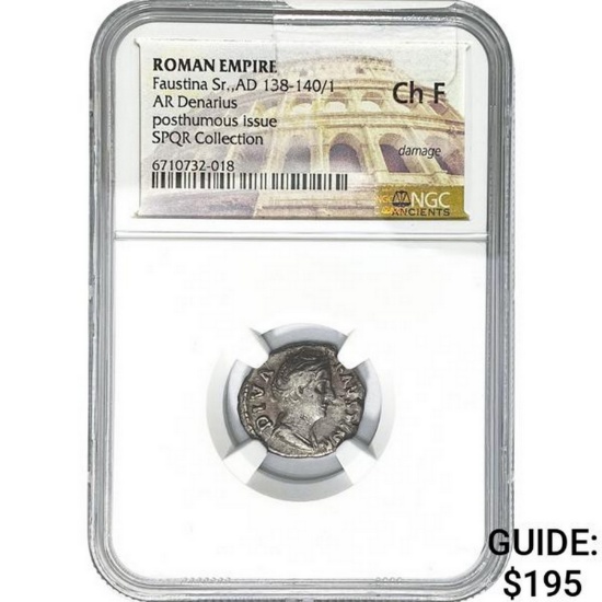 Roman Faustina Sr. AD 138-140/1 Silver Denarius