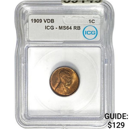 1909 VDB Lincoln Cent ICG MS64 RB
