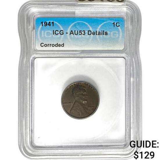 1941 Lincoln Cent ICG AU53 Details
