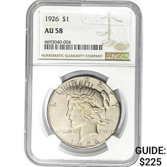 1926 Peace Dollar NGC AU58