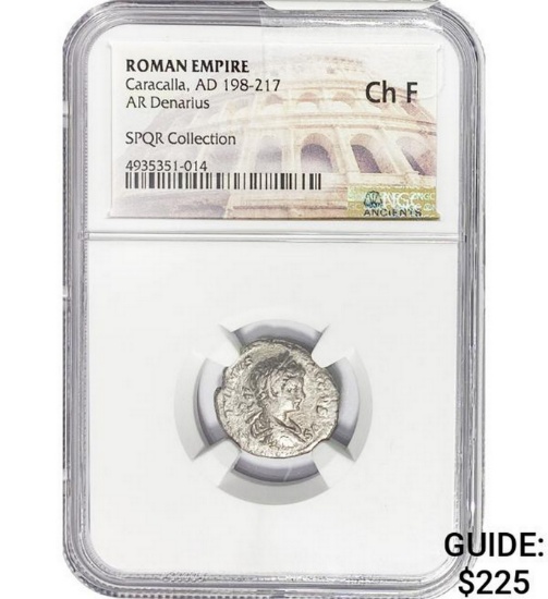 Roman Caracalla, AD 198-217 Silver Denarius NGC