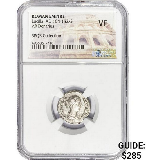 Roman Lucilla, AD 164-182/3 Silver Denarius NGC
