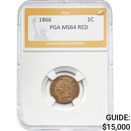 1866 Indian Head Cent PGA MS64 RED