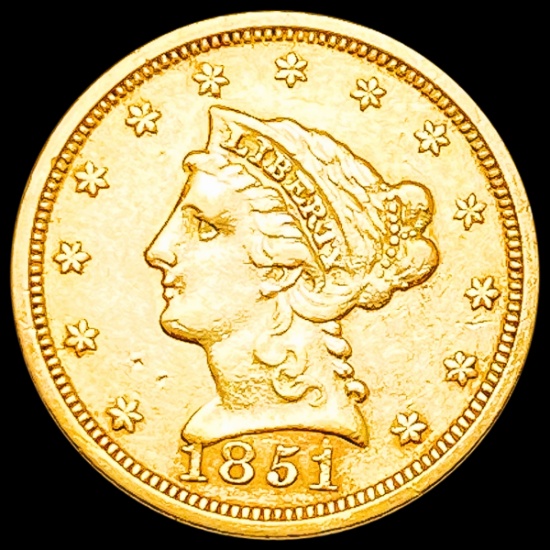1851 $2.50 Gold Quarter Eagle ABOUT UNCIRCULATED