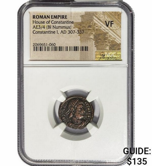 Roman Constantine I, AD 307-337 AE3/4 BI Nummus