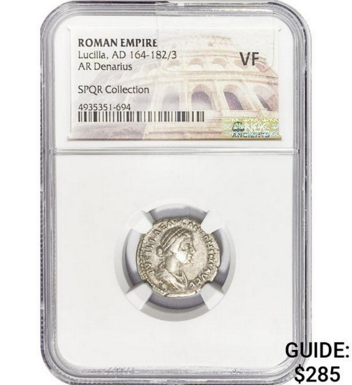 Roman Lucilla, AD 164-182/3 Silver Denarius NGC