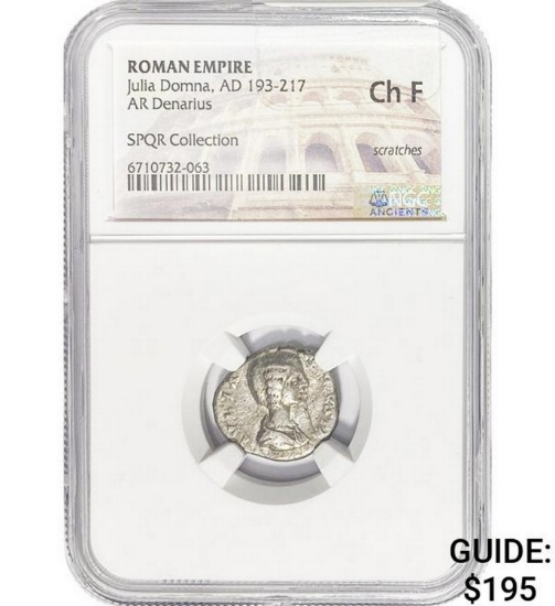 Roman Julia Domna, AD 193-217 Silver Denarius NGC