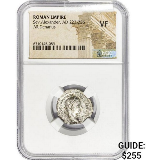 Roman Sev. Alexander, AD 222-235 Silver Denarius NGC