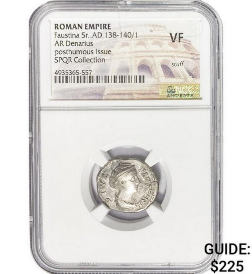 Roman Faustina Sr. AD 138-140/1 Silver Denarius