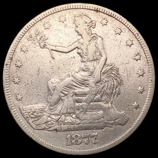 1877 Silver Trade Dollar ABOUT UNCIRCULATED