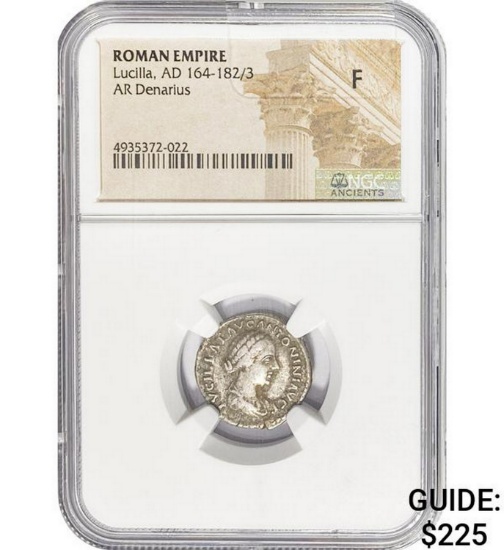 Roman Lucilla, AD 164-182/3 Silver Denarius NGC F
