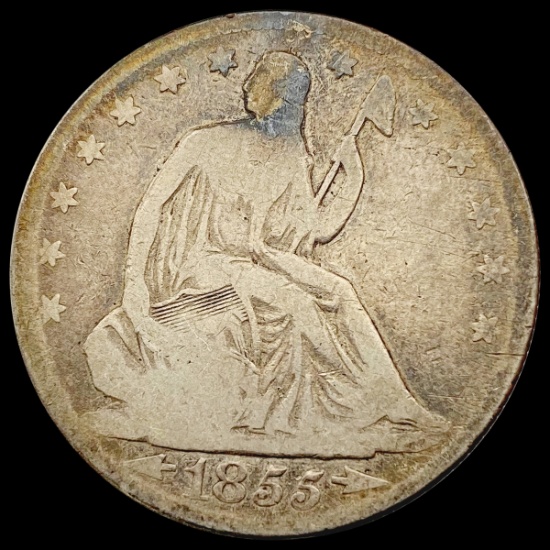 1855 ARROWS Seated Liberty Half Dollar NICELY CIRCULATED