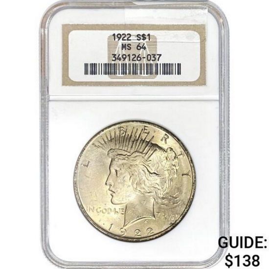 1922-S Peace Dollar GSA MS64